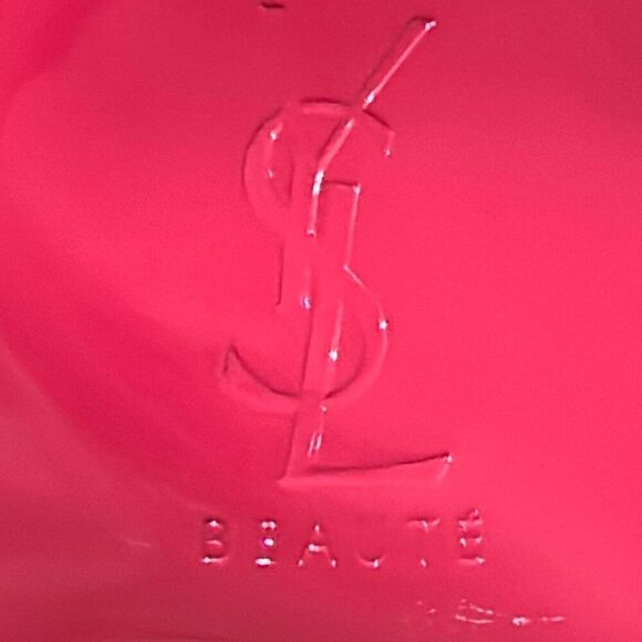 YSL Beaute Zip Around Cosmetic Travel Beauty Bag Pink Glossy Faux Leather NWT - Picture 4 of 9